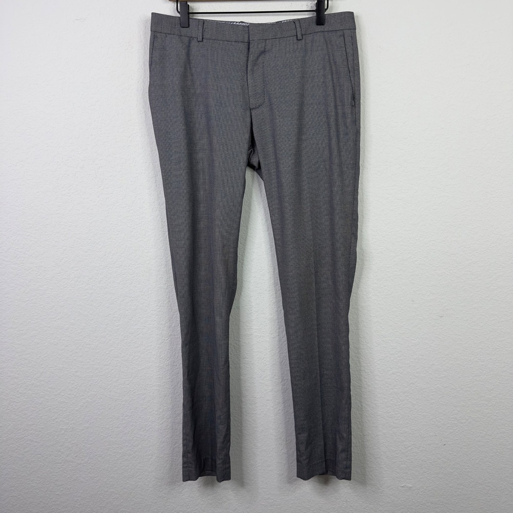 Zara Man Pants 32 Gray‎ Micro Dot Slim Fit Business Office Minimalist Dapper